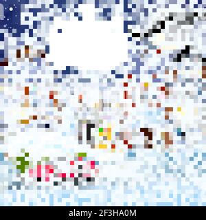 rue d'hiver avec arbres et voiture Illustration de Vecteur