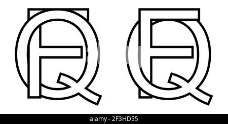 Logo signe fq et qf icône signe lettres entrelacées q, F vecteur logo qf, fq première majuscule motif alphabet q f Illustration de Vecteur