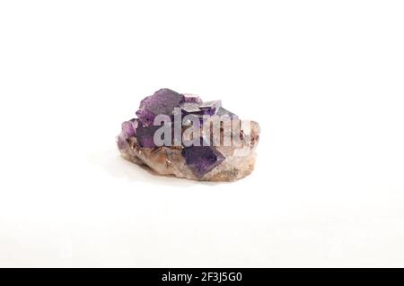 Cristaux de fluorite avec quatrz échantillons minéraux, gemmes de la terre rare Banque D'Images