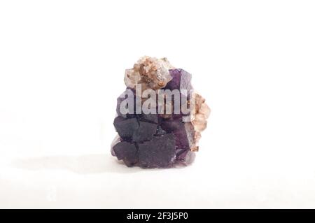 Cristaux de fluorite avec quatrz échantillons minéraux, gemmes de la terre rare Banque D'Images