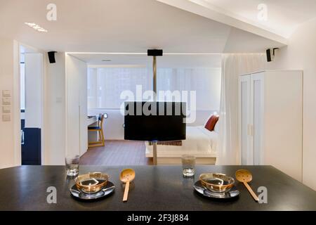 V appartements avec services, Causeway Bay, Hong Kong (designer: Anderson Lee) Banque D'Images