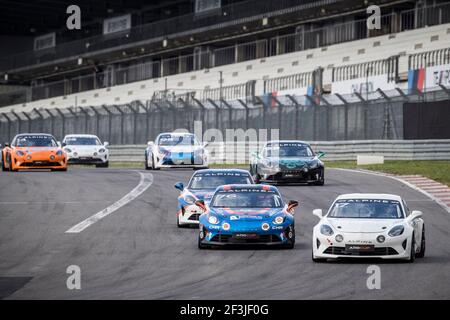 17 MELA Jean-Baptiste (fra), Alpine A 110 Europa Cup team Autosport GP, action 76 SANCINENA Pierre (fra), Alpine A 110 Europa Cup team CMR, action 11 NOEL Sylvain (fra), Alpine A 110 Europa Cup team Racing Technology, action lors de la coupe Alpine Europa Cup 2018 à Nurburgring, Allemagne, Du 22 au 23 juin - photo Gregory Lenormand / DPPI Banque D'Images