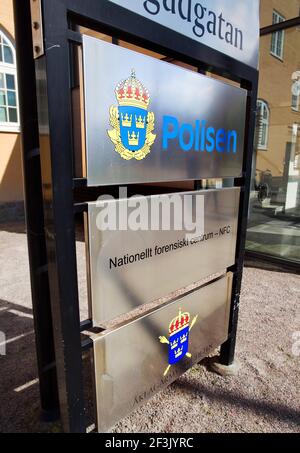 L'entrée de la police et de la NFC (National Forensic Centre), anciennement SKL, à Linköping. Banque D'Images