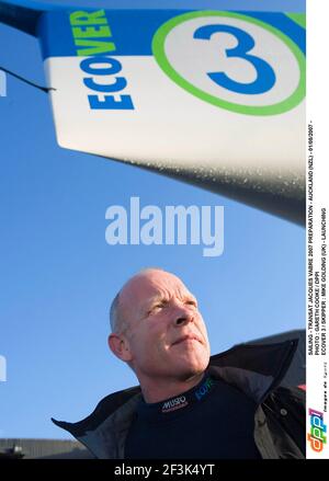 VOILE - TRANSAT JACQUES VABRE 2007 PREPARATION - AUCKLAND (NZL) - 01/08/2007 - PHOTO : GARETH COOKE / DPPI ECOVER 3 / SKIPPER : MIKE GOLDING (UK) - LANCEMENT Banque D'Images