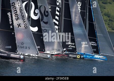 Flotte de voile à l'occasion de la GC32 Racing Tour Austria Cup, compétition multicoques, à Traunsee, Autriche, le 28 mai, 2015 - photo Gabor Turcsi / DPPI Banque D'Images