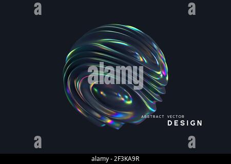 sphère fluorescente ondulée 3d. Illustration de Vecteur