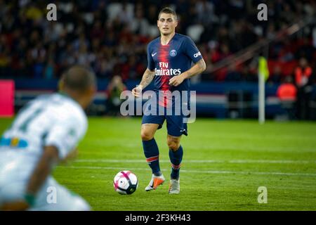 Marco Verratti du PSG en action pendant le championnat de France Ligue 1 match de football entre Paris Saint-Germain et COMME Saint-Etienne le 14 septembre 2018 au stade du Parc des Princes à Paris, France - photo Geoffroy Van Der Hasselt / DPPI Banque D'Images