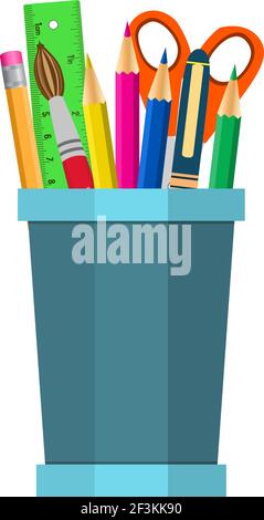 color pencils in cup Illustration de Vecteur