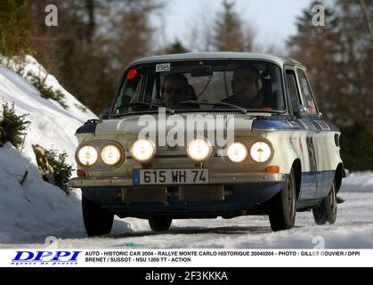 AUTO - VOITURE HISTORIQUE 2004 - RALLYE MONTE CARLO HISTORIQUE 20040204 - PHOTO : GILLES BOUVIER / DPPI BRENET / SUSSOT - NSU 1200 TT - ACTION Banque D'Images