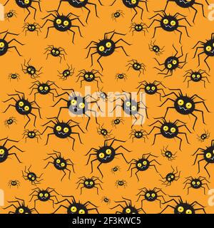 Motif Halloween sans couture avec araignées amusantes Illustration de Vecteur