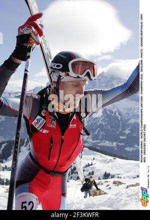 SKI DE MONTAGNE - CHAMPIONNATS DU MONDE 2007/2008 - CHAMPERY (SUI) - 26/02/2008 - PHOTO : GERARD BERTHOUD / DPPI HOMMES - GREGORY GACHET (FRA) Banque D'Images