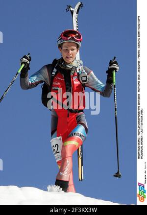 SKI DE MONTAGNE - CHAMPIONNATS DU MONDE 2007/2008 - MORGINS (SUI) - 24/02/2008 - PHOTO : GERARD BERTHOUD / DPPI FEMMES INDIVIDUELLES - LAETITIA ROUX (FRA) Banque D'Images