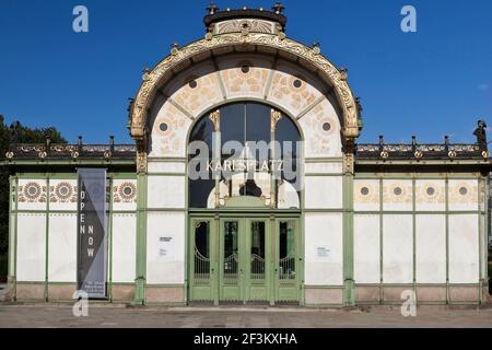 Karlsplatz Pavilion Metropolitan Railway Station (1898), Vienne, Autriche Banque D'Images