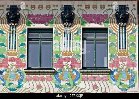 Façade de Majolikahaus majolique) chambre (au n°40 Linke Wienzeile (1899), Vienne, Autriche Banque D'Images