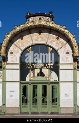 Karlsplatz Pavilion Metropolitan Railway Station (1898), Vienne, Autriche Banque D'Images