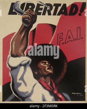 Affiche de propagande espagnole de la guerre de Sécession. Liberté ! 1936-1939 Banque D'Images