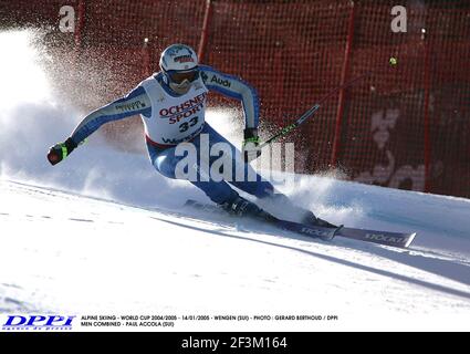 SKI ALPIN - COUPE DU MONDE 2004/2005 - 14/01/2005 - WENGEN (SUI) - PHOTO : GERARD BERTHOUD / DPPI HOMMES COMBINÉS - PAUL ACCOLA (SUI) Banque D'Images