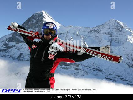 SKI ALPIN - COUPE DU MONDE 2004/2005 - 13/01/2005 - WENGEN (SUI) - PHOTO : GERARD BERTHOUD / DPPI HOMME DESCENTE - WERNER FRANZ (AUT) Banque D'Images