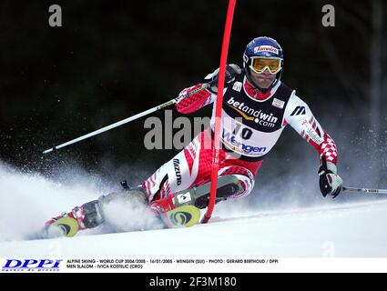 SKI ALPIN - COUPE DU MONDE 2004/2005 - 16/01/2005 - WENGEN (SUI) - PHOTO : GERARD BERTHOUD / DPPI MEN SLALOM - IVICA KOSTELIC (CRO) Banque D'Images