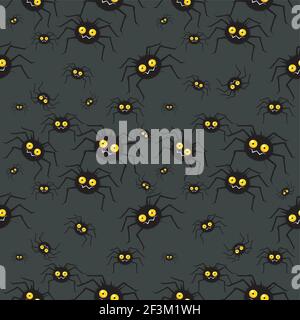 Motif Halloween sans couture avec araignées amusantes Illustration de Vecteur