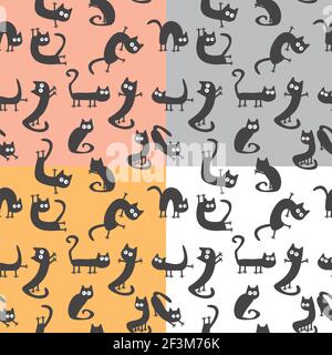 Motif sans couture avec chats amusants Illustration de Vecteur