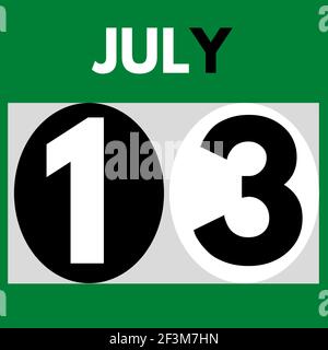 Juillet 13 . Moderne icône de calendrier quotidien .date, jour, mois .calendrier pour le mois de juillet Banque D'Images