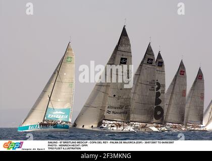 VOILE - 07 BREITLING MEDCUP - COPA DEL REY - PALMA DE MAJORQUE (ESP) - 30/07/2007 AU 04/08/2007 PHOTO : HEINRICH HECHT / DPPI TP52 ILLUSTRATION DE LA FLOTTE Banque D'Images