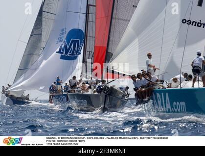 VOILE - 07 BREITLING MEDCUP - COPA DEL REY - PALMA DE MAJORQUE (ESP) - 30/07/2007 AU 04/08/2007 PHOTO : HEINRICH HECHT / DPPI TP52 ILLUSTRATION DE LA FLOTTE Banque D'Images