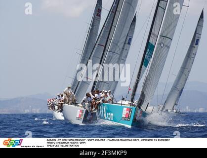 VOILE - 07 BREITLING MEDCUP - COPA DEL REY - PALMA DE MAJORQUE (ESP) - 30/07/2007 AU 04/08/2007 PHOTO : HEINRICH HECHT / DPPI TP52 ILLUSTRATION DE LA FLOTTE Banque D'Images