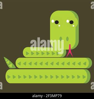 Serpent vert drôle Illustration de Vecteur