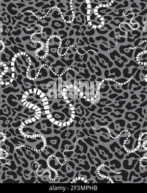 Motif vectoriel sans couture avec serpents et fourrure d'animal Illustration de Vecteur