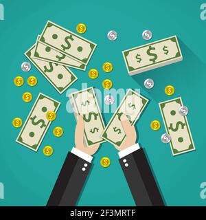 homme d'affaires comptant de l'argent comptant Illustration de Vecteur