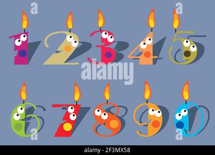 Ensemble de bougies pour anniversaire amusant Illustration de Vecteur