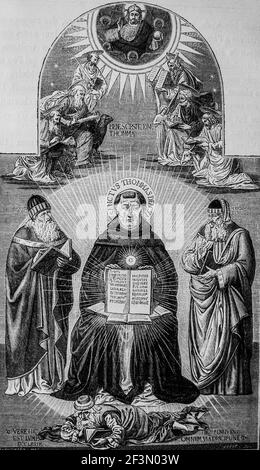 le triomphe de saint thomas d'aquin, la vie illustrae des saints, éditeur firmin -didot, 1887 Banque D'Images