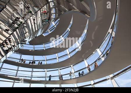 Allemagne,Berlin,Reichstag,le Glass Dome, 1999, créé par Sir Norm Foster Banque D'Images