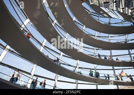 Allemagne,Berlin,Reichstag,le Glass Dome, 1999, créé par Sir Norm Foster Banque D'Images