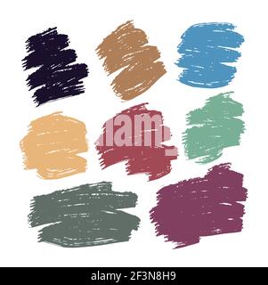 ensemble de pinceaux pour la décoration d'affiches, de typographie, de prospectus et plus encore. Couleurs arc-en-ciel jaune, rouge, violet, indigo, bleu, rose, rouge, vert. Illustration de Vecteur