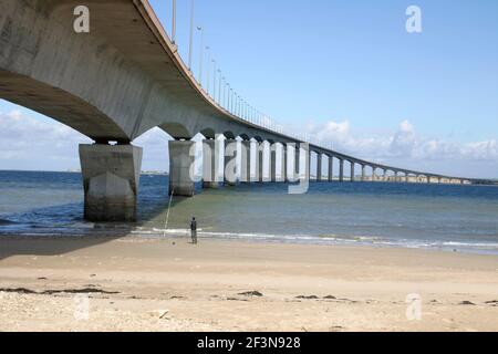 L'île de Ré est une station balnéaire populaire au large de la Rochelle, et l'île est reliée au continent par un pont à péage de trois kilomètres de long Banque D'Images