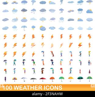 100 icônes météo définies. Illustration de 100 icônes météo ensemble de vecteurs isolés sur fond blanc Illustration de Vecteur