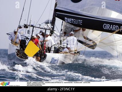 VOILE - COUPE DE L'AMÉRIQUE 2007 - VALENCE LOUIS VUITTON ACT 12 - COURSE DE MATCH - VALENCE (ESP) - 28/06/2006 PHOTO : IGNACIO BAAIXAULI / DPPI BMW ORACLE RACING (USA) Banque D'Images