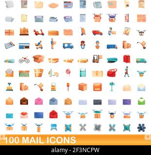 100 icônes de messagerie définies. Illustration de 100 icônes de courrier ensemble de vecteurs isolé sur fond blanc Illustration de Vecteur