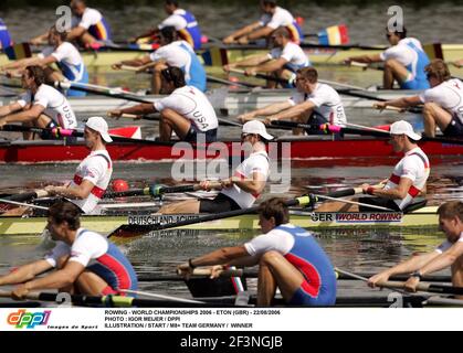 CHAMPIONNATS DU MONDE D'AVIRON .ETON .GREAT BRITAIN, 22 AOÛT 2006 ILLUSTRATION/DÉBUT DES GERMEN HUIT WINER DE LA PHOTO FINALE IGOR MEIJER Banque D'Images