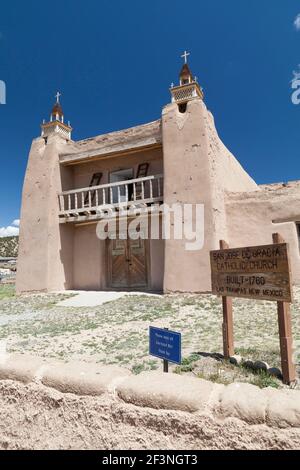 Église catholique de San Jose de Gracia, Las Trampas, Nouveau-Mexique, États-Unis. (Construit en 1760). Banque D'Images