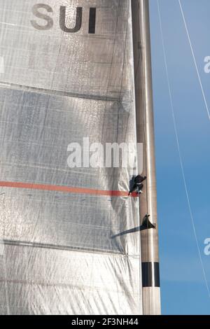 VOILE - 33 COUPE DE L'AMÉRIQUE 2010 - VALENCE (SPA) - 15/01/2010PHOTO: IGNACIO BAAIXAULI / DPPI PRÉ-COURSE - ALINGHI 5 PREMIÈRE VOILE À VALENCE Banque D'Images