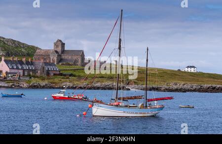 Abbaye d'Iona vue depuis le débarcadère du ferry Banque D'Images