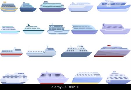 Icônes de ferry définies. Ensemble de dessins animés d'icônes de vecteur de ferry pour la conception Web Illustration de Vecteur