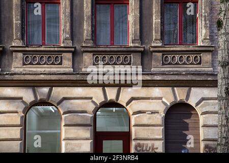 Maisons de ville, maisons historiques, maison mitoyenne à louer à Berlin. Les immeubles de la ville Banque D'Images