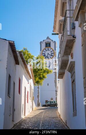 Tour de l'horloge, église St Maria du Château, Tavira, Algarve de l'est, Algarve, Portugal, Banque D'Images