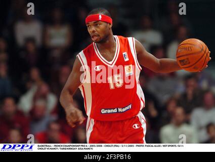 BASKET-BALL - CHAMPIONNAT DE FRANCE PRO A - 2005/2006 - CHOLET (FRA) - 5/11/2005 - PHOTO : PASCAL ALLEE / SPORTS CHAUDS / DPPI CHOLET VS NANCY / TARIQ KIRKSAY (USA/NANCY) Banque D'Images