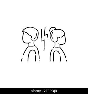 Icône de ligne de couleur de divorce. Désaccord, problèmes de relation concept. Inscrivez-vous pour accéder à la page Web, à l'application mobile, au bouton et au logo. Contour modifiable Illustration de Vecteur